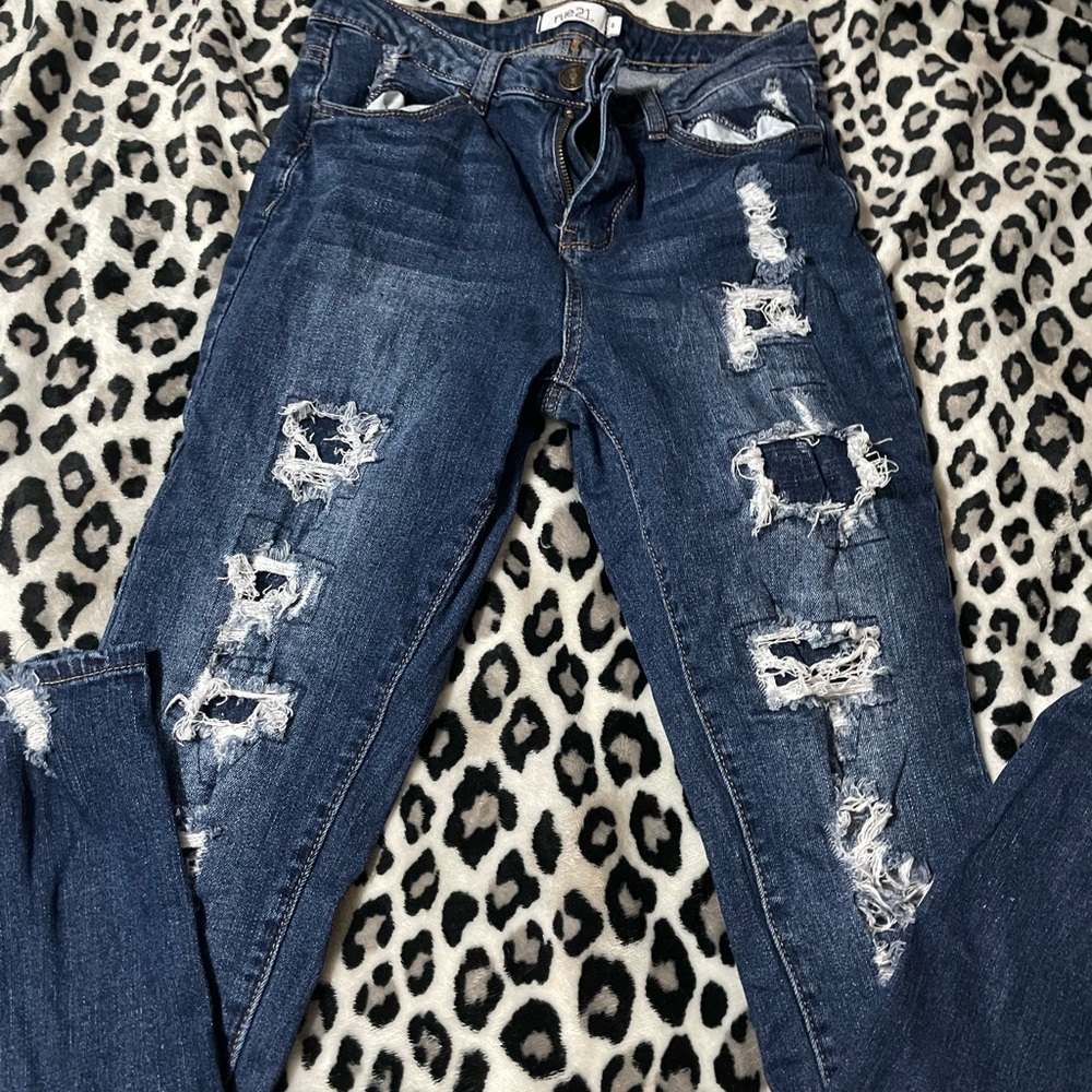 Rue21 Distressed Dark Blue Skinny Jeans